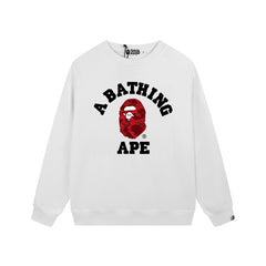 BAPE Red Ape Head Graphic Crewneck Sweatshirt