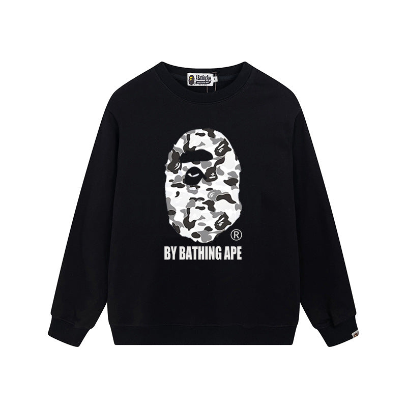 BAPE Black White Camo Ape Head Graphic Crewneck Sweatshirt