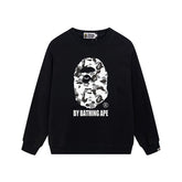 BAPE Black White Camo Ape Head Graphic Crewneck Sweatshirt