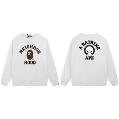 BAPE Neighborhood Ape Logo Graphic Crewneck Sweatshirt