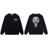 BAPE Black White Ape Logo Graphic Crewneck Sweatshirt