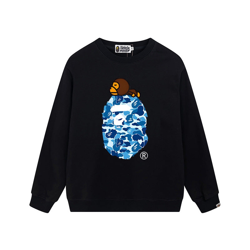 BAPE x Baby Milo Blue ABC Camo APE Head Crewneck Sweatshirt