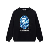 BAPE Blue Camo Ape Head Graphic Crewneck Sweatshirt