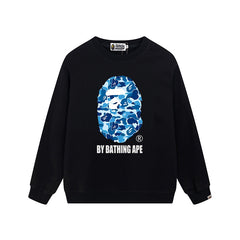 BAPE Blue Camo Ape Head Graphic Crewneck Sweatshirt
