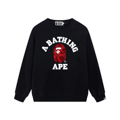 BAPE Red Ape Head Graphic Crewneck Sweatshirt