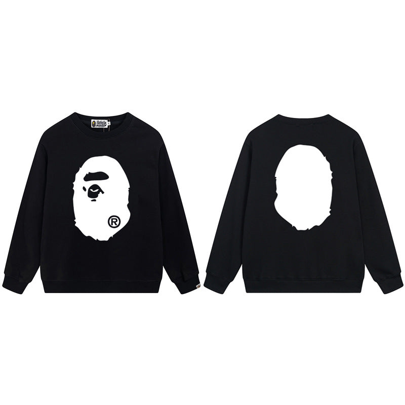 BAPE White Ape Head Logo Graphic Crewneck Sweatshirt