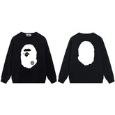 BAPE White Ape Head Logo Graphic Crewneck Sweatshirt