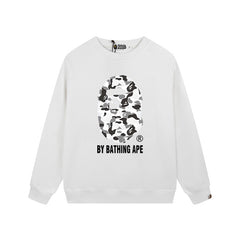 BAPE Black White Camo Ape Head Graphic Crewneck Sweatshirt