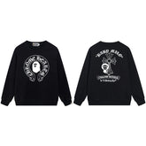 BAPE Black White Graphic Logo Crewneck Sweatshirt