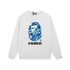 BAPE Blue Camo Ape Head Graphic Crewneck Sweatshirt