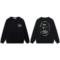 BAPE Green Camo Ape Head Graphic Crewneck Sweatshirt