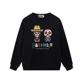 BAPE Colorful Skull Graphic Crewneck Sweatshirt Black