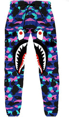 BAPE Shark Head Pants 3D Printed Casual Loose Men's and Women's Sports Casual Sanitary Pants Order Light Mature Casual Mid Waist (14)