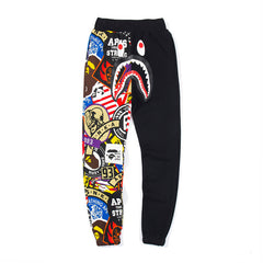 BAPE Red ABC Camo Shark Face Sweatpants