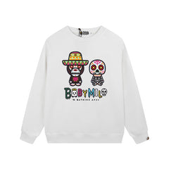 BAPE Colorful Skull Graphic Crewneck Sweatshirt Black