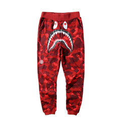 BAPE Red ABC Camo Shark Face Sweatpants