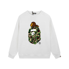 BAPE x Baby Milo Green ABC Camo APE Head Crewneck Sweatshirt