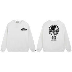 BAPE Black White Ape Logo Graphic Crewneck Sweatshirt