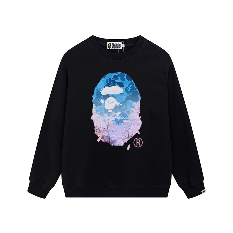 BAPE Blue Gradient Ape Head Graphic Crewneck Sweatshirt