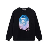 BAPE Blue Gradient Ape Head Graphic Crewneck Sweatshirt