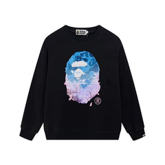 BAPE Blue Gradient Ape Head Graphic Crewneck Sweatshirt