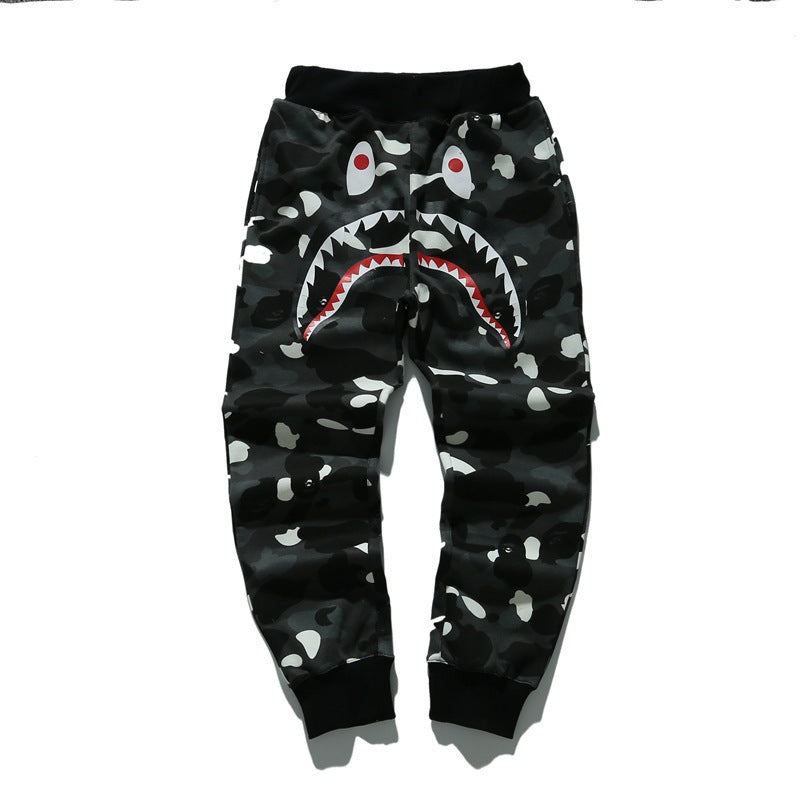BAPE Shark Head Pants 3D Printed Casual Loose Men's and Women's Sports Casual Sanitary Pants Order Light Mature Casual Mid Waist (7)