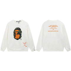 BAPE Orange Ape Graphic Crewneck Sweatshirt Black