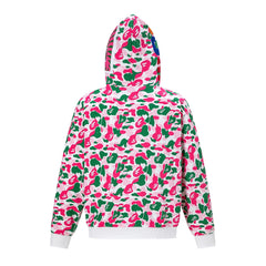 BAPE Shark Full Zip Camo Hoodie (Pink, Green & White Multi-Camo)