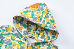 BAPE Shark Full Zip Camo Hoodie (Yellow, Green & Grey Multi-Camo)