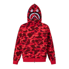 BAPE Shark Full Zip Camo Hoodie (Red Camo)