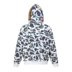 BAPE Shark Full Zip Camo Hoodie (White & Blue Paint Splatter Camo)