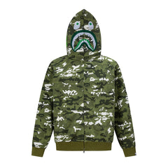 BAPE Shark Full Zip Snowflake Camo Hoodie (Green)