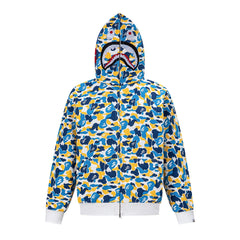 BAPE Shark Full Zip Camo Hoodie (Blue, Yellow & White Multi-Camo)