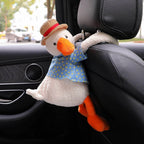 Duck Tissue Box – Plush Cartoon Car Tissue Holder & Storage Bucket