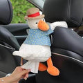 Duck Tissue Box – Plush Cartoon Car Tissue Holder & Storage Bucket