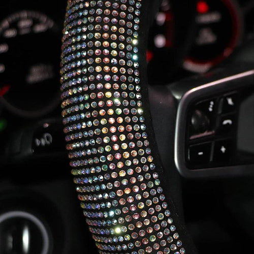 38cm Rhinestone Steering Wheel Cover O-Type Diamond Bling M Size