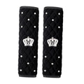 Bling Rhinestone Crown Car Seat Belt Covers - Black Pink Crystal Plush