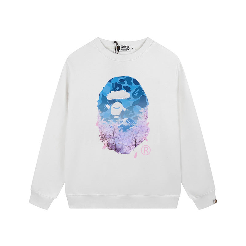 BAPE Blue Gradient Ape Head Graphic Crewneck Sweatshirt