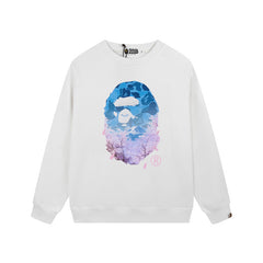 BAPE Blue Gradient Ape Head Graphic Crewneck Sweatshirt