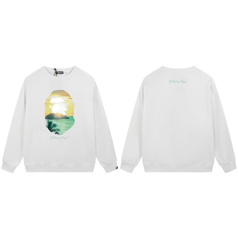 BAPE Landscape Ape Head Graphic Crewneck Sweatshirt