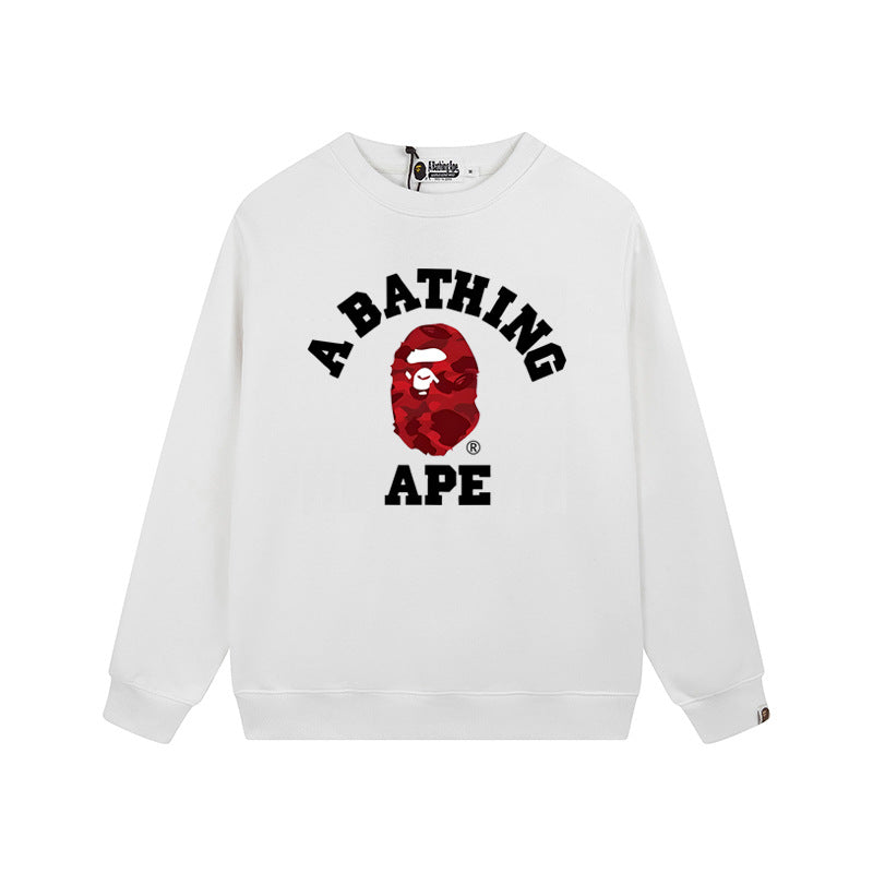 BAPE Red Ape Head Graphic Crewneck Sweatshirt