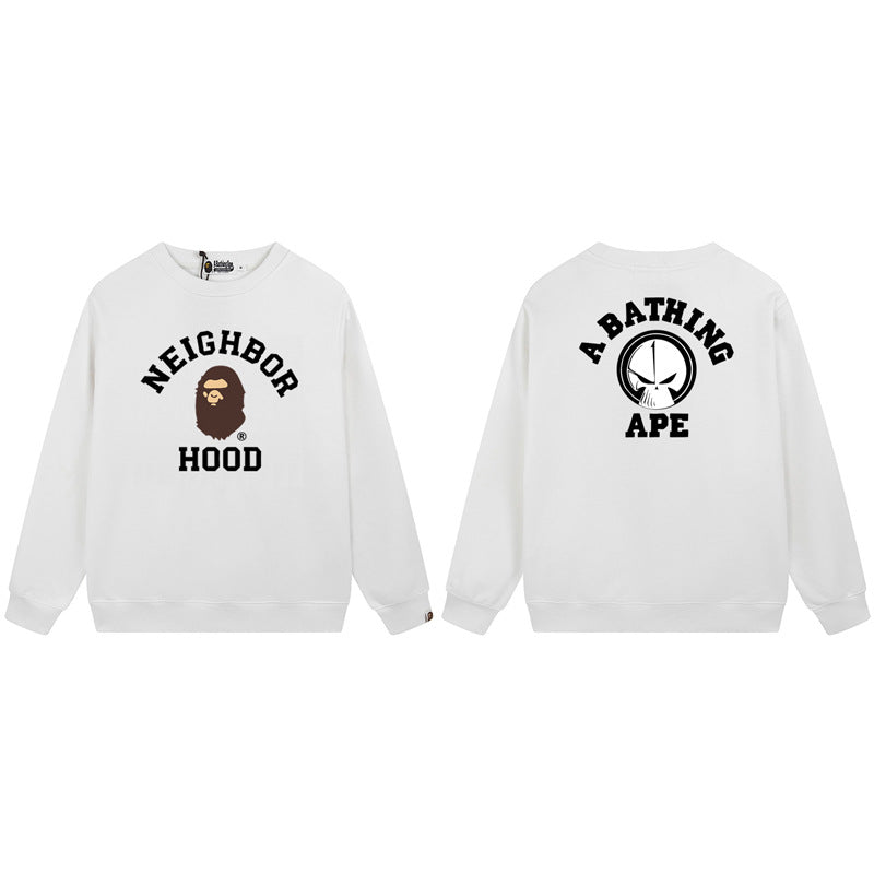BAPE Neighborhood Ape Logo Graphic Crewneck Sweatshirt