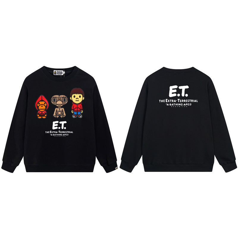 BAPE ET Cartoon Character Graphic Crewneck Sweatshirt