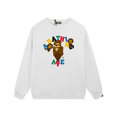 BAPE Colorful Cartoon Ape Graphic Crewneck Sweatshirt
