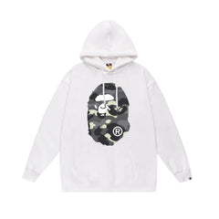 BAPE White Camo APE Head Pullover Hoodie