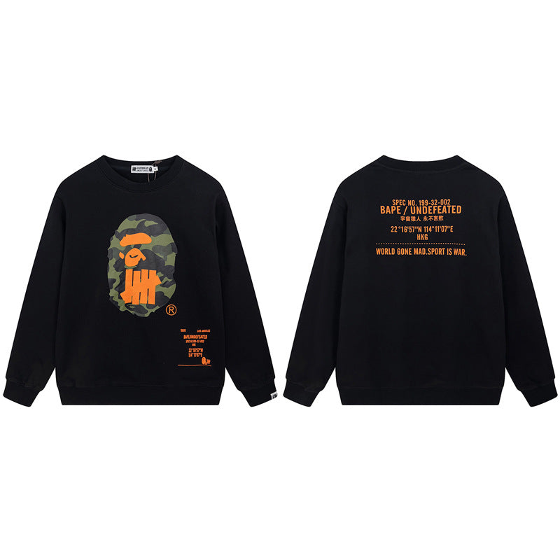 BAPE Orange Ape Graphic Crewneck Sweatshirt Black