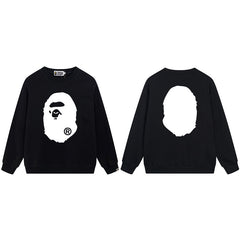 BAPE White Ape Head Logo Graphic Crewneck Sweatshirt