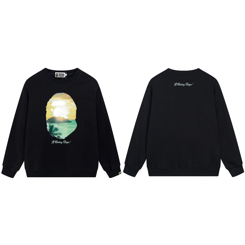 BAPE Landscape Ape Head Graphic Crewneck Sweatshirt