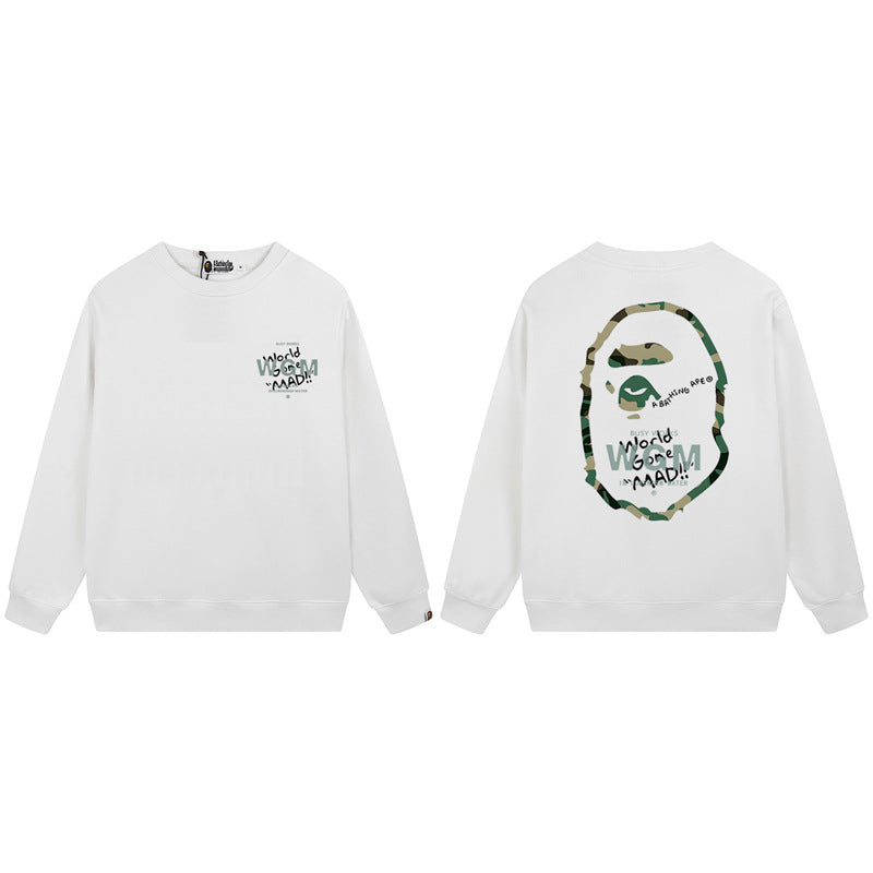 BAPE Green Camo Ape Head Graphic Crewneck Sweatshirt