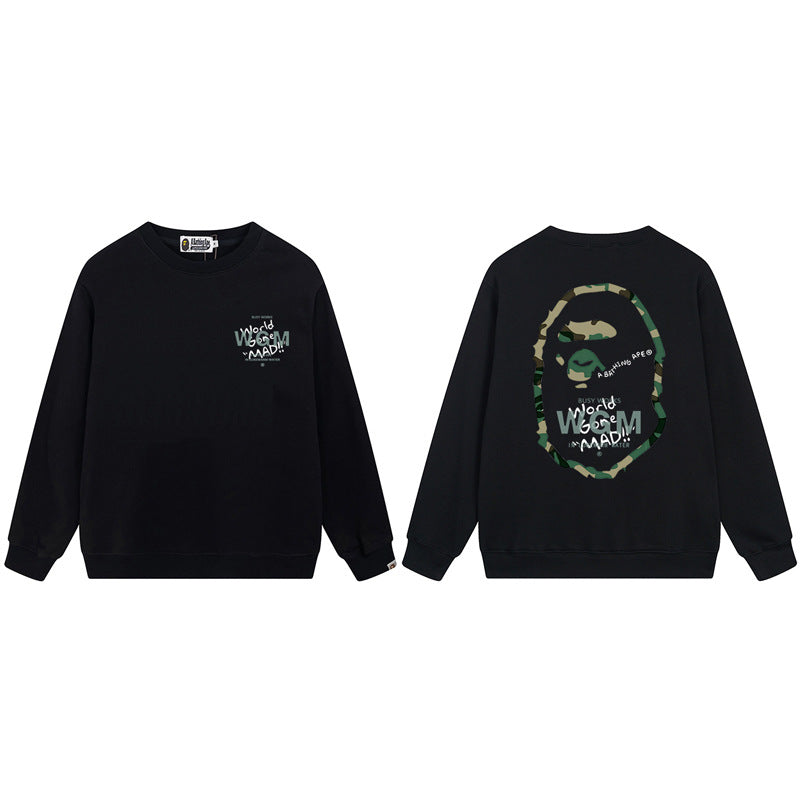 BAPE Green Camo Ape Head Graphic Crewneck Sweatshirt